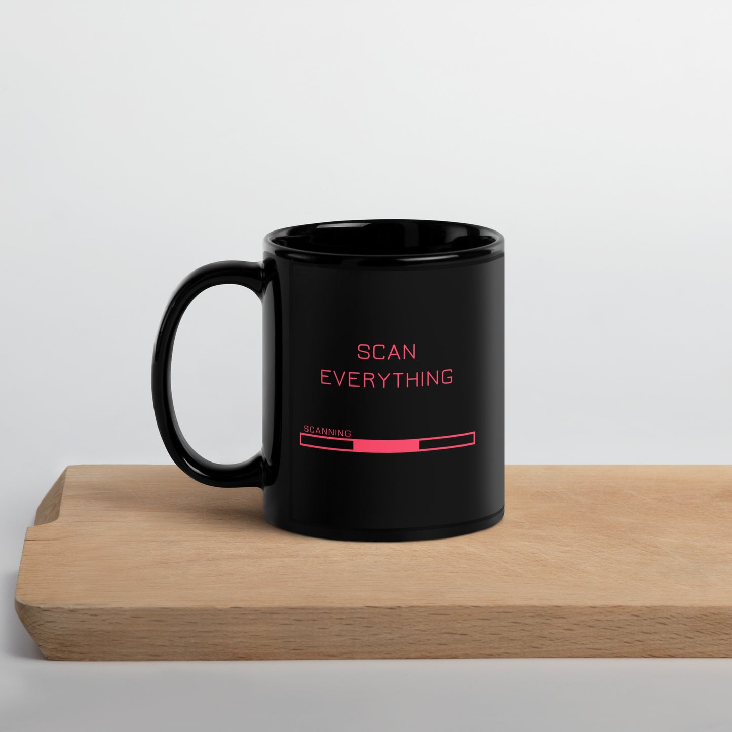 Scan Everything Black Glossy Mug