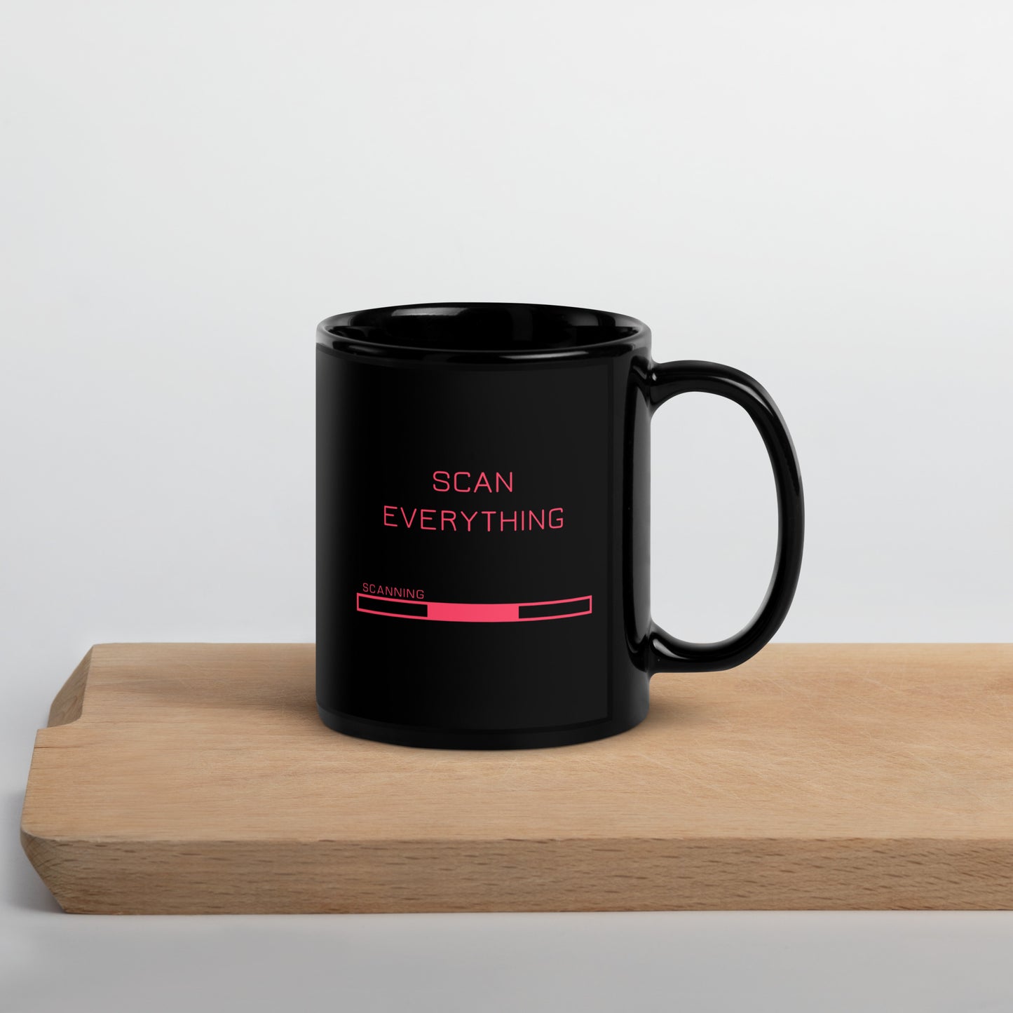 Scan Everything Black Glossy Mug