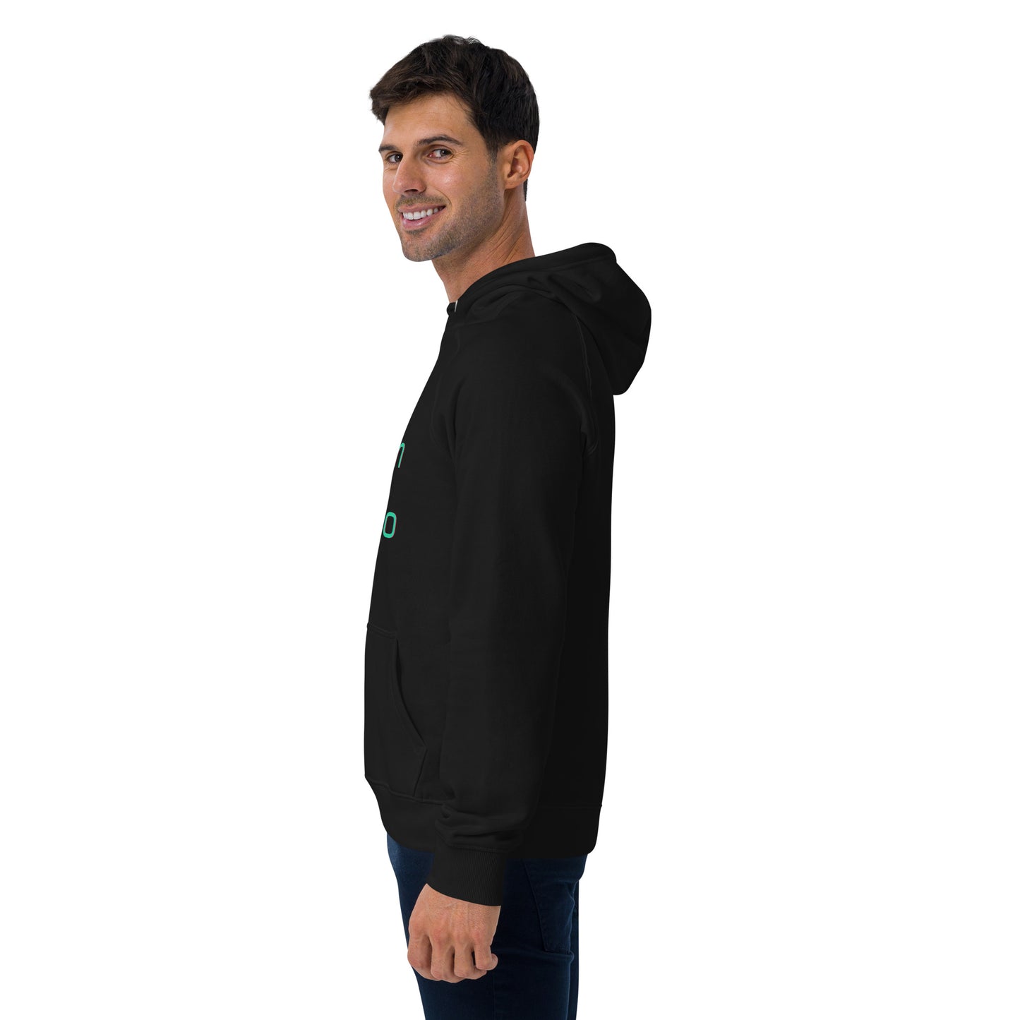 Team Gecko green text unisex raglan eco hoodie