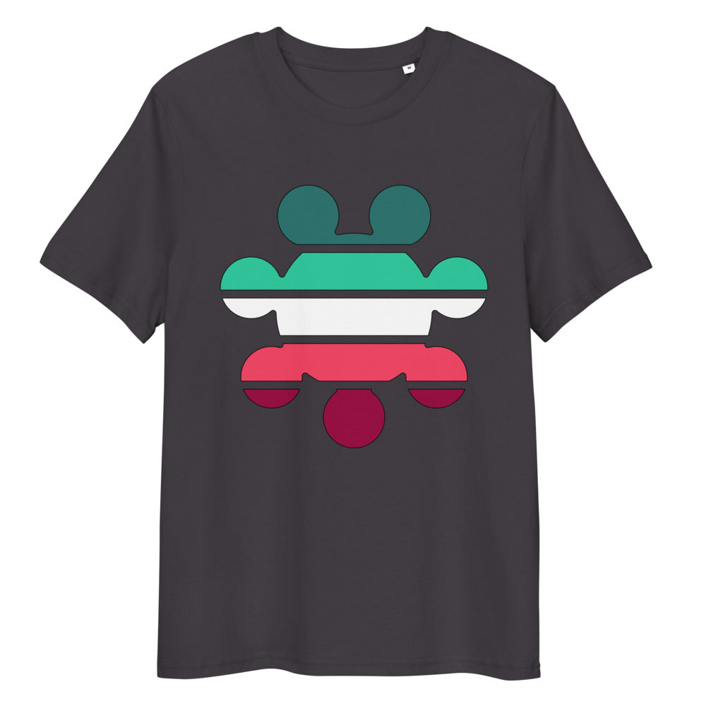 flat lay of anthracite organic cotton t-shirt with Gecko Gamer Gear logo