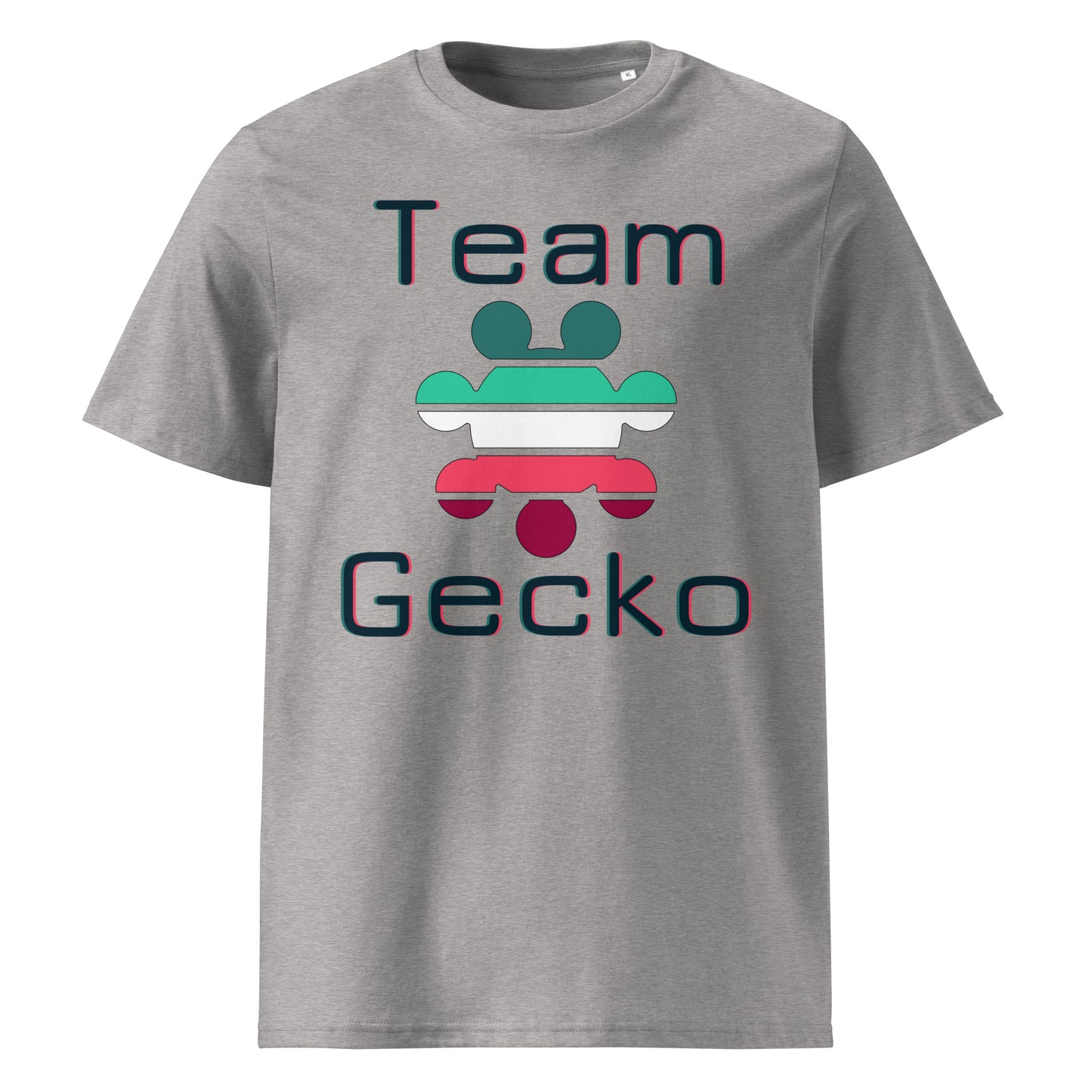 Team Gecko midnight blue text with logo organic cotton t-shirt