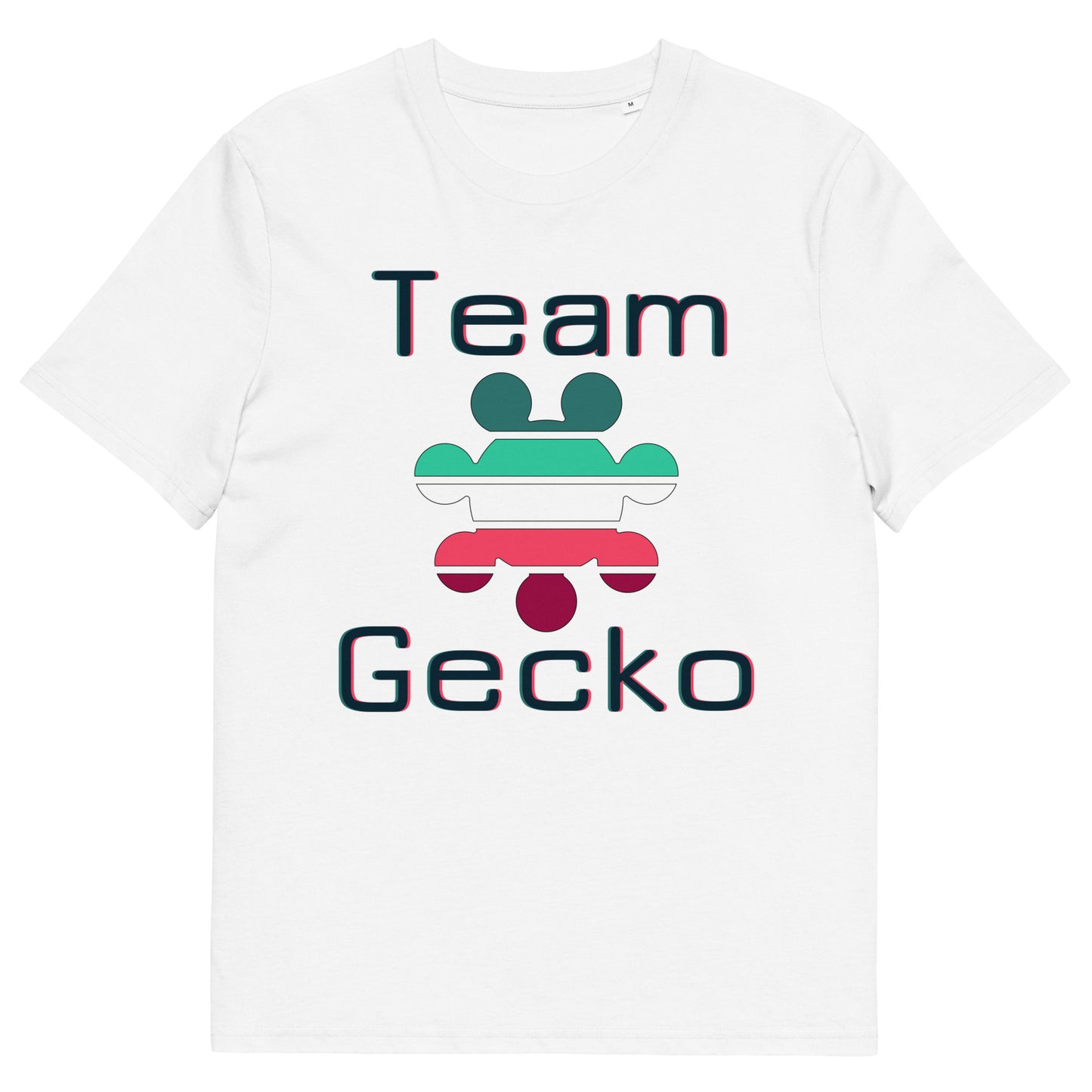 Team Gecko midnight blue text with logo organic cotton t-shirt